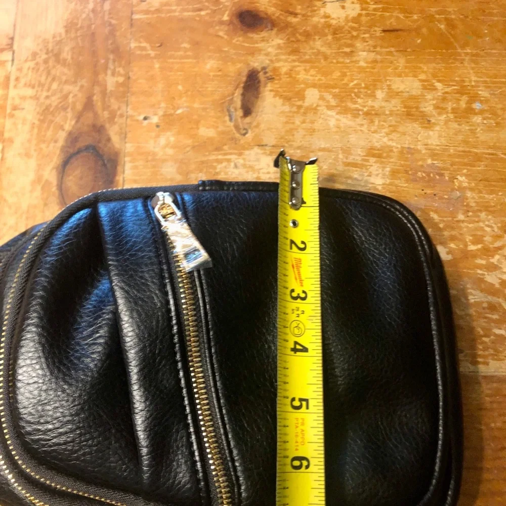 Kelly & Katie Black Sling Crossbody Bag with Gold Hardware Faux Leather NWT